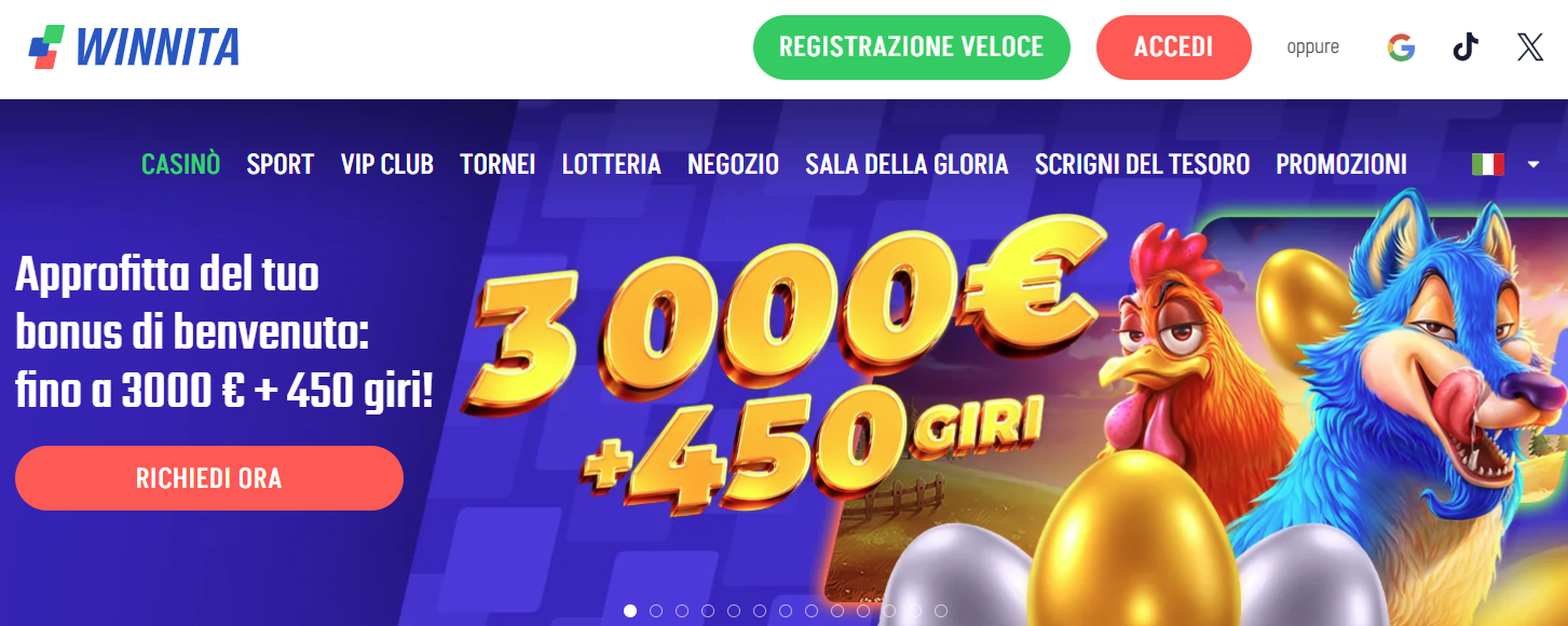 Schermata del sito Winnita